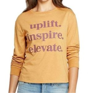 BNWT Yellow Longsleeve Graphic Tee “Uplift Inspire Elevate”